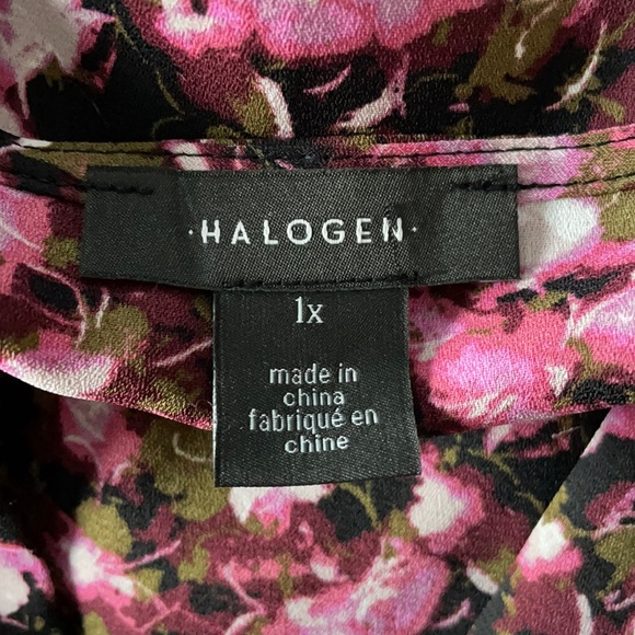 NWT HALOGEN Cross Front Blouse in Pink-Black Clouded Floral - Picture 7 of 8